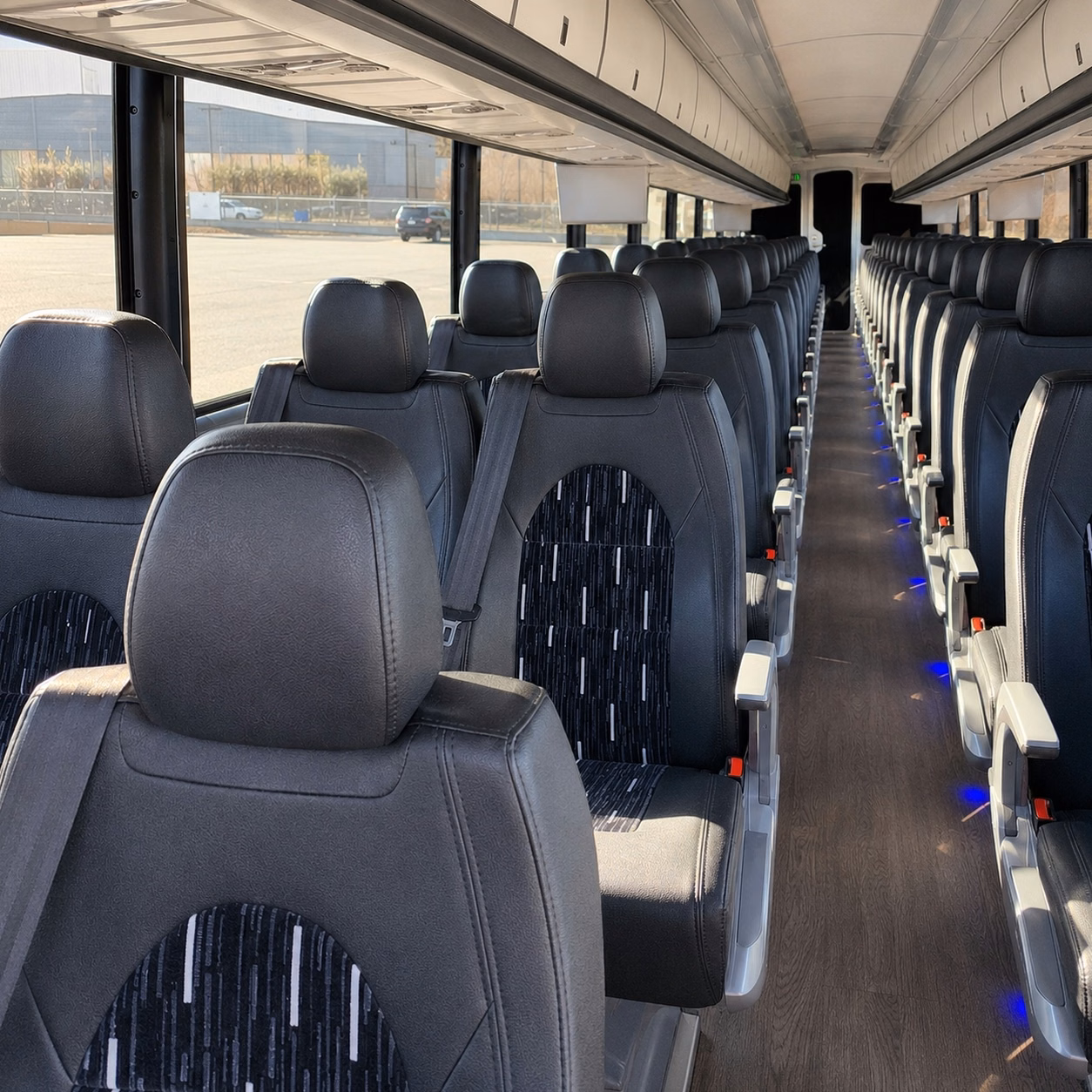 56 passenger charter bus inside